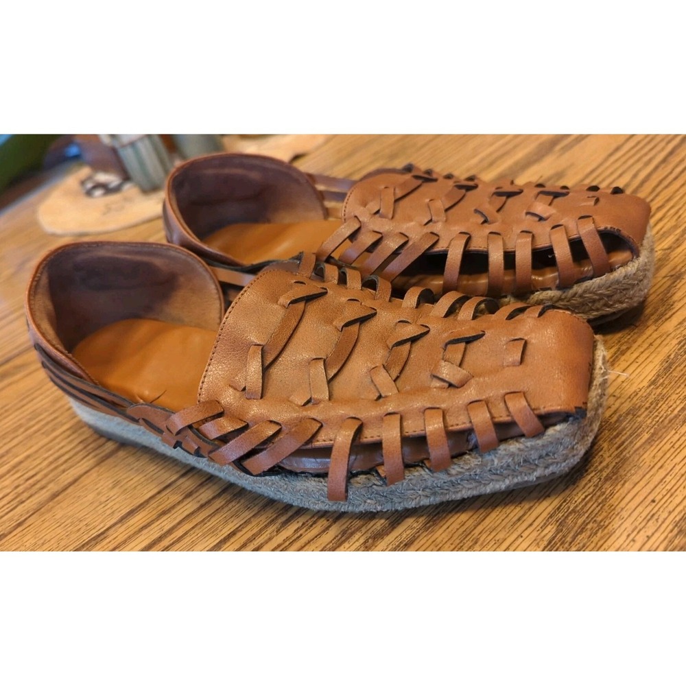 Vintage Sam & Libby Brown Woven Slip On Hurache Espedrille Sandals Size‎ 8 M
